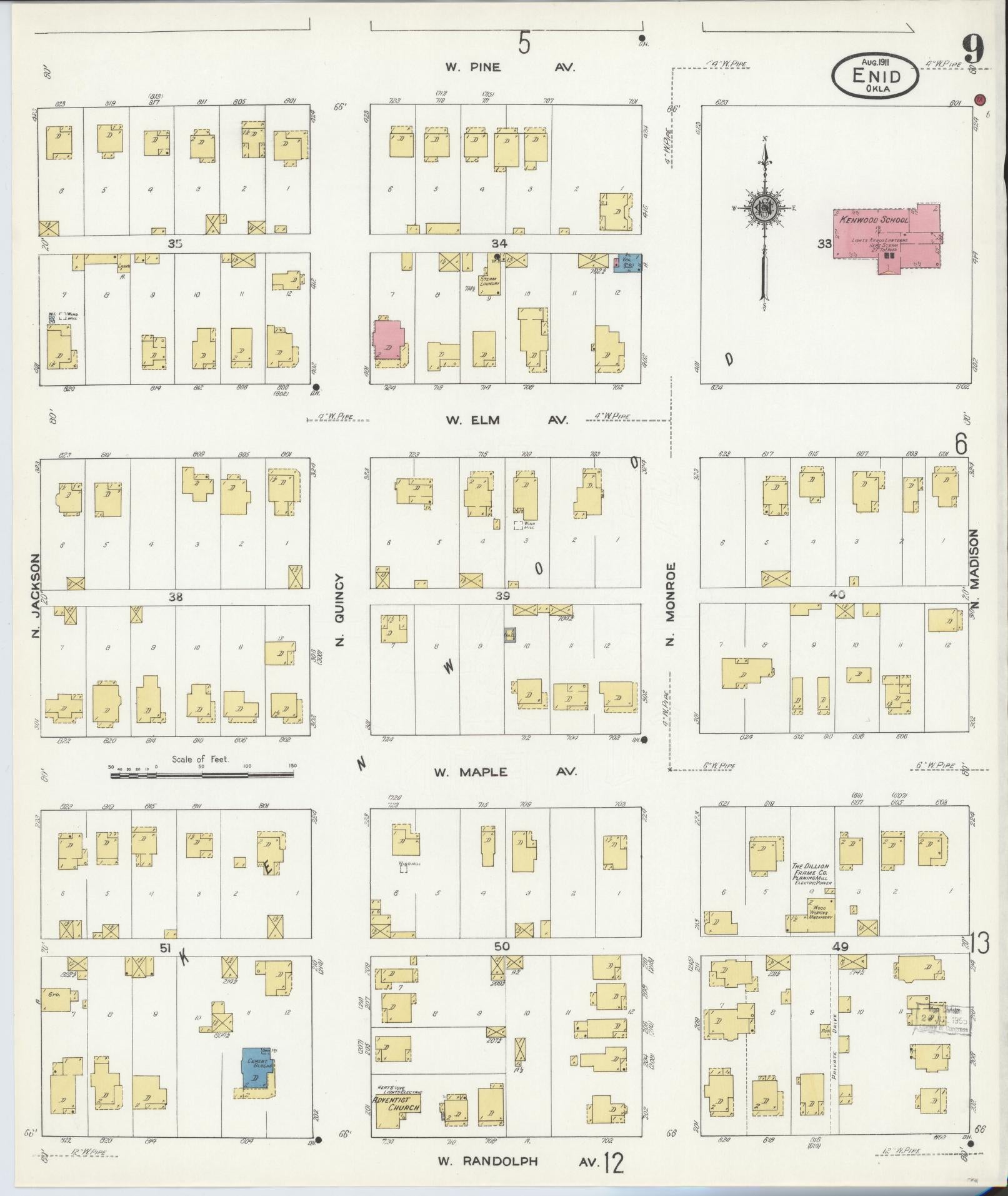 Sanborn Fire Insurance Map from Enid, Garfield County, Oklahoma (1911), Sheet #0009 - Complete Map Set gallery image, historic Sanborn map, vintage wall art, Oklahoma Oklahoma