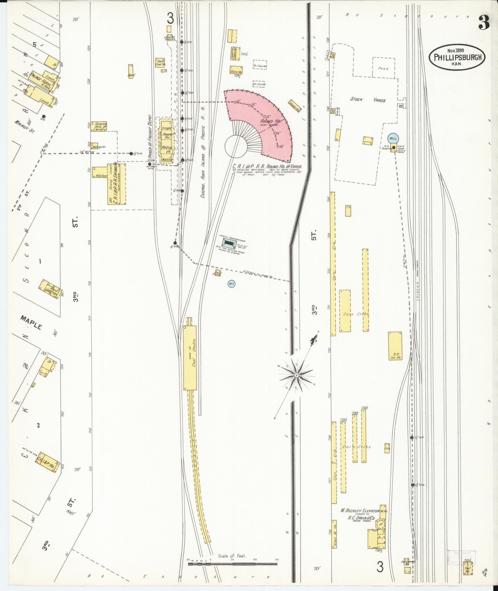 Sanborn Fire Insurance Map from Phillipsburg, Phillips County, Kansas (1899), Sheet #0003 - Complete Map Set gallery image, historic Sanborn map, vintage wall art, Kansas Kansas