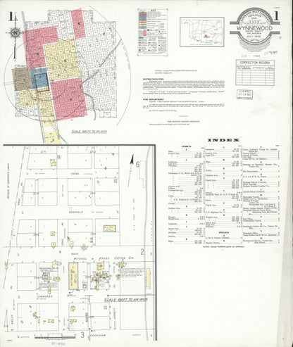 Sanborn Fire Insurance Map from Wynnewood, Garvin County, Oklahoma (1942), Sheet #0001 - Complete Map Set gallery image, historic Sanborn map, vintage wall art, Oklahoma Oklahoma