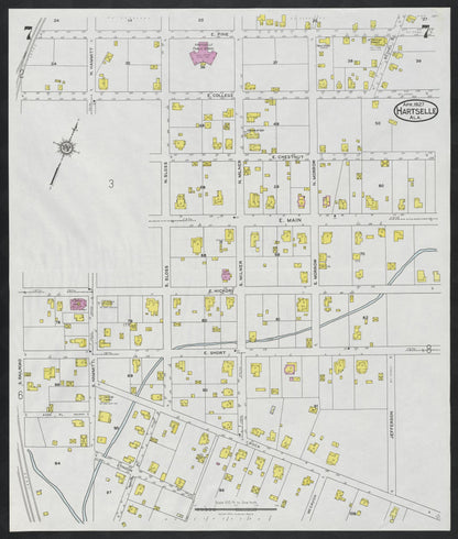 Sanborn Fire Insurance Map from Hartselle, Morgan County, Alabama (1927), Sheet #0007 - Complete Map Set gallery image, historic Sanborn map, vintage wall art, Alabama Alabama