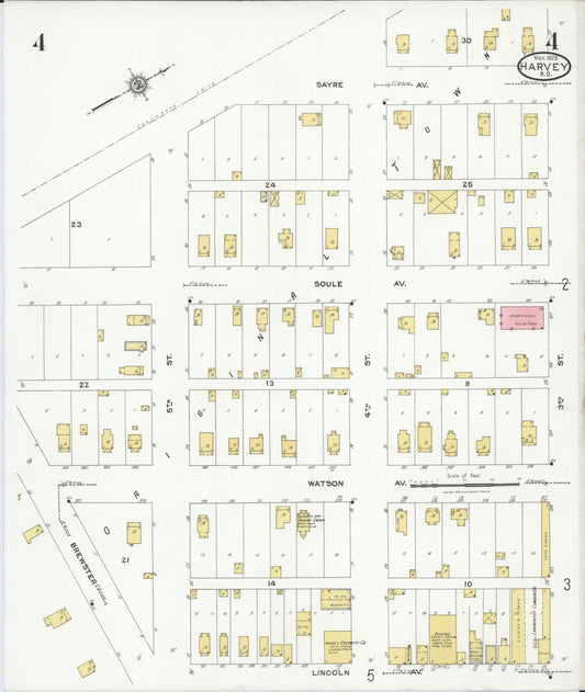 Sanborn Fire Insurance Map from Harvey, Wells County, North Dakota (1926), Sheet #0004 - Historic Sanborn Fire Insurance Map Print, vintage old map wall art, antique decor, genealogy gift, North Dakota North Dakota map