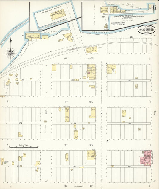 Sanborn Fire Insurance Map from Anacortes, Skagit County, Washington (1897), Sheet #0006 - Historic Sanborn Fire Insurance Map Print, vintage old map wall art, antique decor, genealogy gift, Washington Washington map