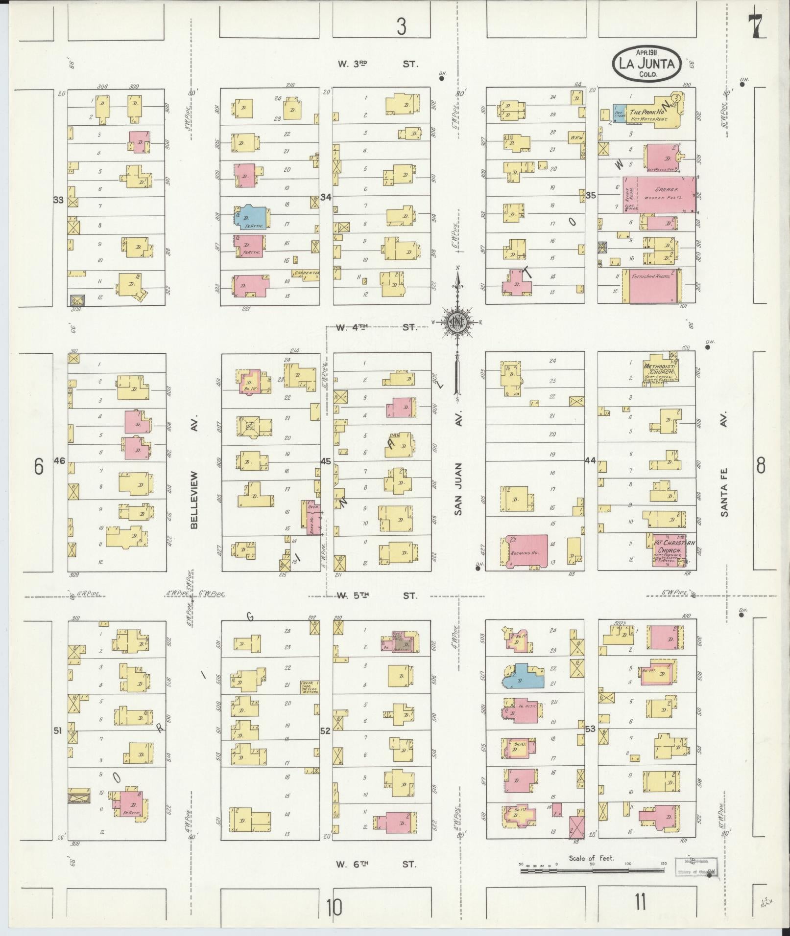 Sanborn Fire Insurance Map from La Junta, Otero County, Colorado (1911), Sheet #0007 - Complete Map Set gallery image, historic Sanborn map, vintage wall art, Colorado Colorado