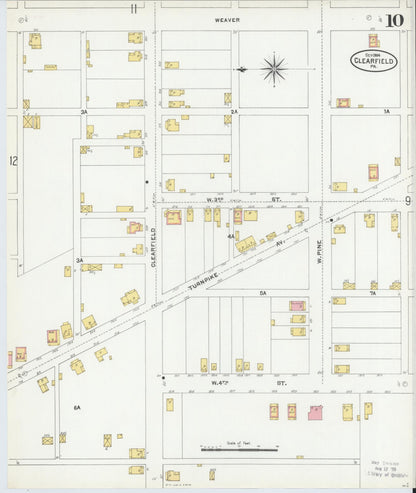 Sanborn Fire Insurance Map from Clearfield, Clearfield County, Pennsylvania (1904), Sheet #0010 - Historic Sanborn Fire Insurance Map Print, vintage old map wall art, antique decor, genealogy gift, Pennsylvania Pennsylvania map