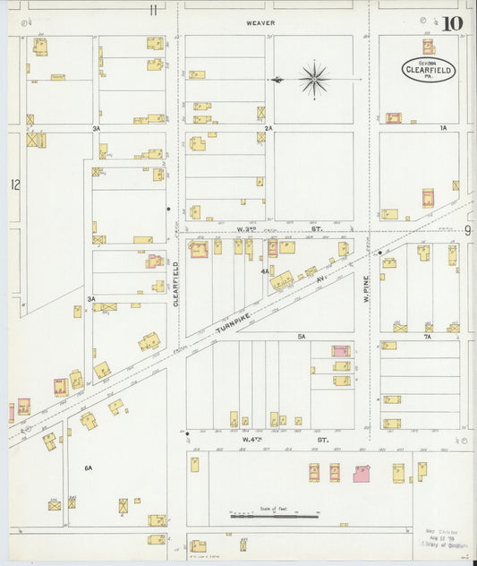 Sanborn Fire Insurance Map from Clearfield, Clearfield County, Pennsylvania (1904), Sheet #0010 - Historic Sanborn Fire Insurance Map Print, vintage old map wall art, antique decor, genealogy gift, Pennsylvania Pennsylvania map