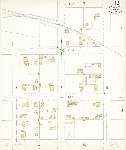 Sanborn Fire Insurance Map from Eugene, Lane County, Oregon (1902), Sheet #0012 - Historic Sanborn Fire Insurance Map Print, vintage old map wall art, antique decor, genealogy gift, Oregon Oregon map