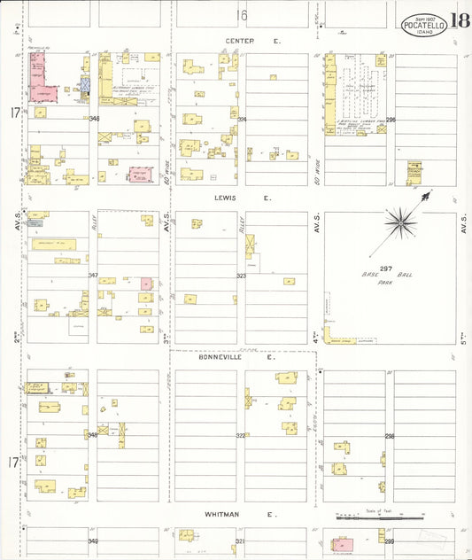 Sanborn Fire Insurance Map from Pocatello, Bannock County, Idaho (1907), Sheet #0018 - Historic Sanborn Fire Insurance Map Print, vintage old map wall art, antique decor, genealogy gift, Idaho Idaho map