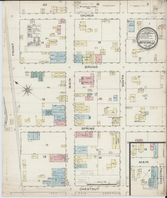 Sanborn Fire Insurance Map from Batesville, Independence County, Arkansas (1886), Sheet #0001 - Historic Sanborn Fire Insurance Map Print, vintage old map wall art, antique decor, genealogy gift, Arkansas Arkansas map