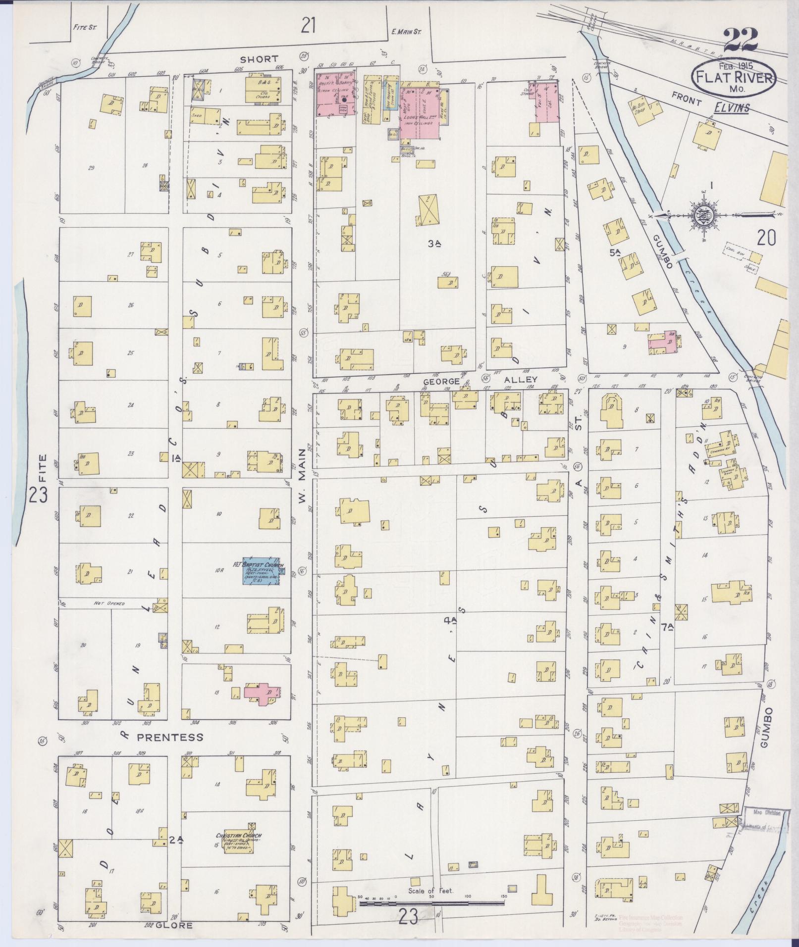Sanborn Fire Insurance Map from Flat River, Saint Francois County, Missouri (1915), Sheet #0022 - Historic Sanborn Fire Insurance Map Print, vintage old map wall art, antique decor, genealogy gift, Missouri Missouri map