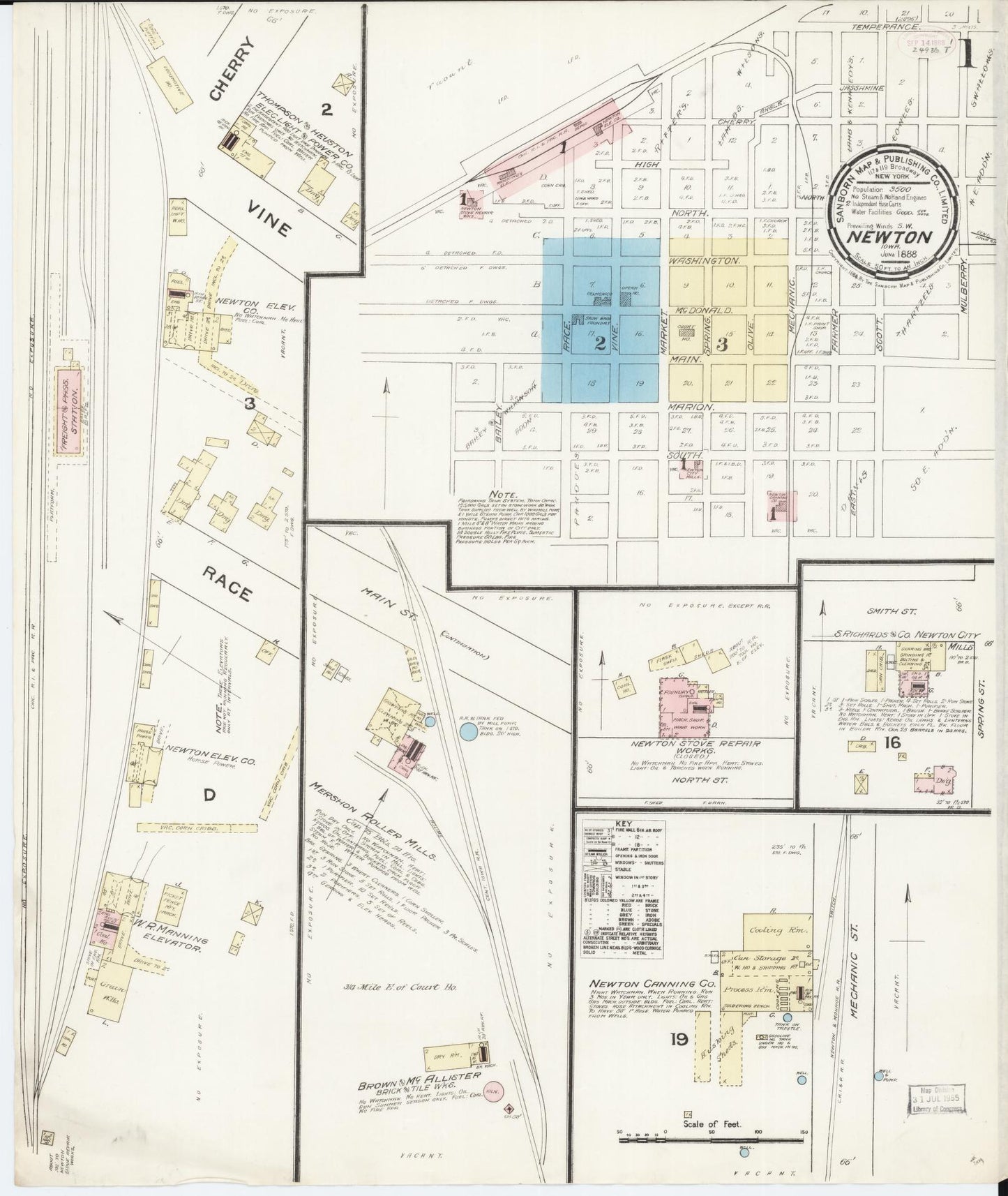 Sanborn Fire Insurance Map from Newton, Jasper County, Iowa (1888), Sheet #0001 - Historic Sanborn Fire Insurance Map Print
