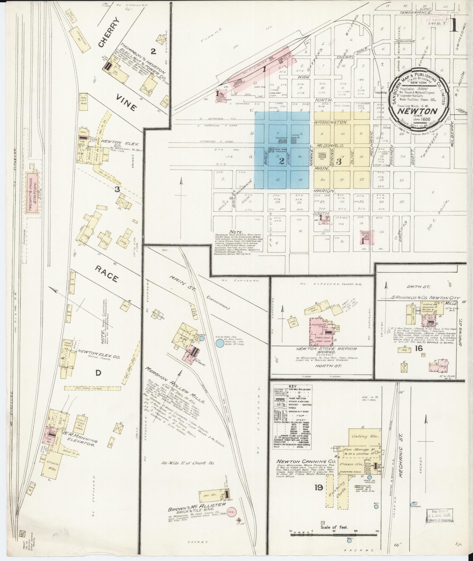 Sanborn Fire Insurance Map from Newton, Jasper County, Iowa (1888), Sheet #0001 - Historic Sanborn Fire Insurance Map Print