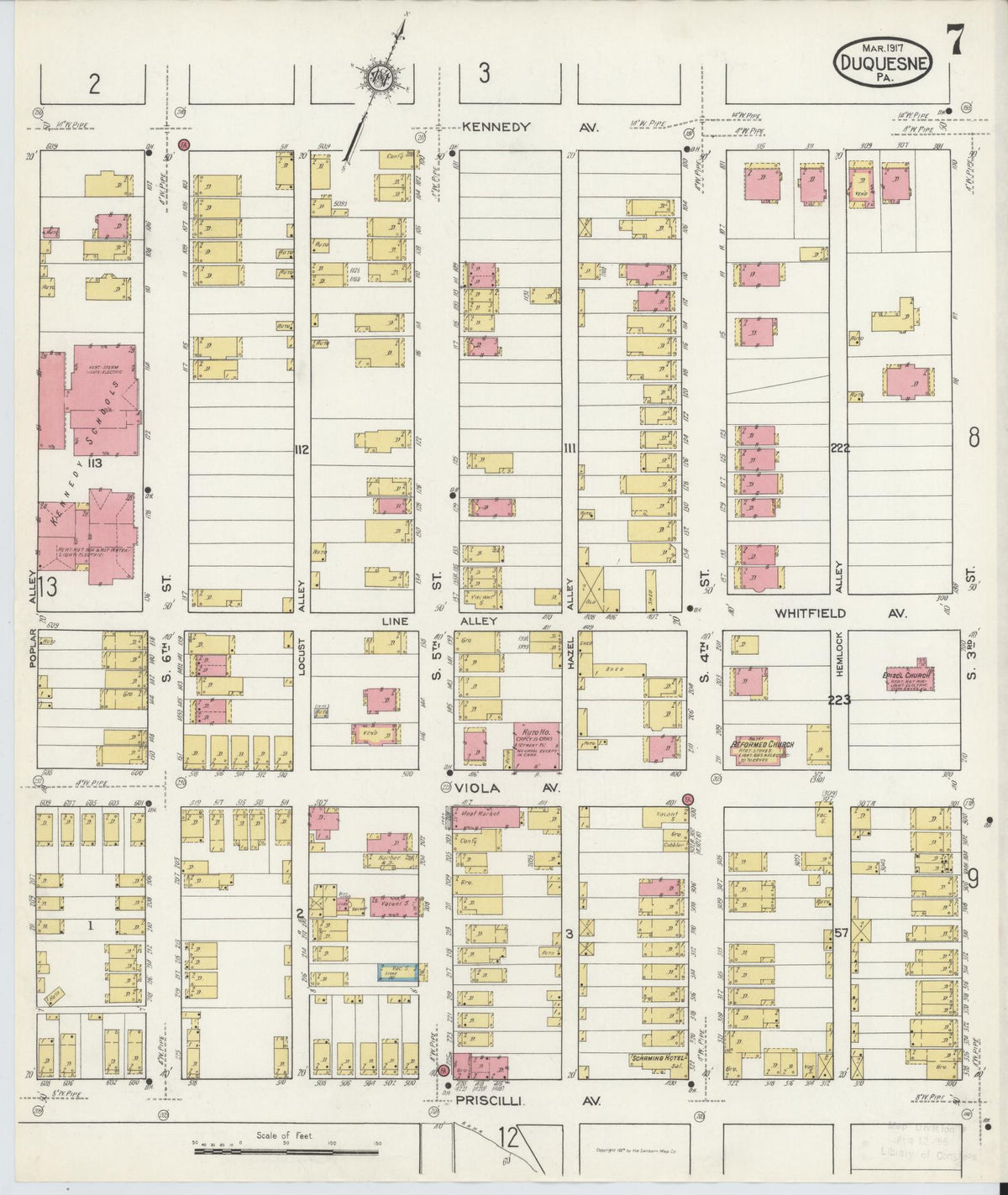 Sanborn Fire Insurance Map from Duquesne, Allegheny County, Pennsylvania (1917), Sheet #0007 - Complete Map Set gallery image, historic Sanborn map, vintage wall art, Pennsylvania Pennsylvania