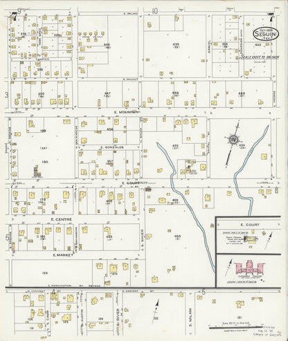 Sanborn Fire Insurance Map from Seguin, Guadalupe County, Texas (1924), Sheet #0007 - Historic Sanborn Fire Insurance Map Print, vintage old map wall art, antique decor, genealogy gift, Texas Texas map
