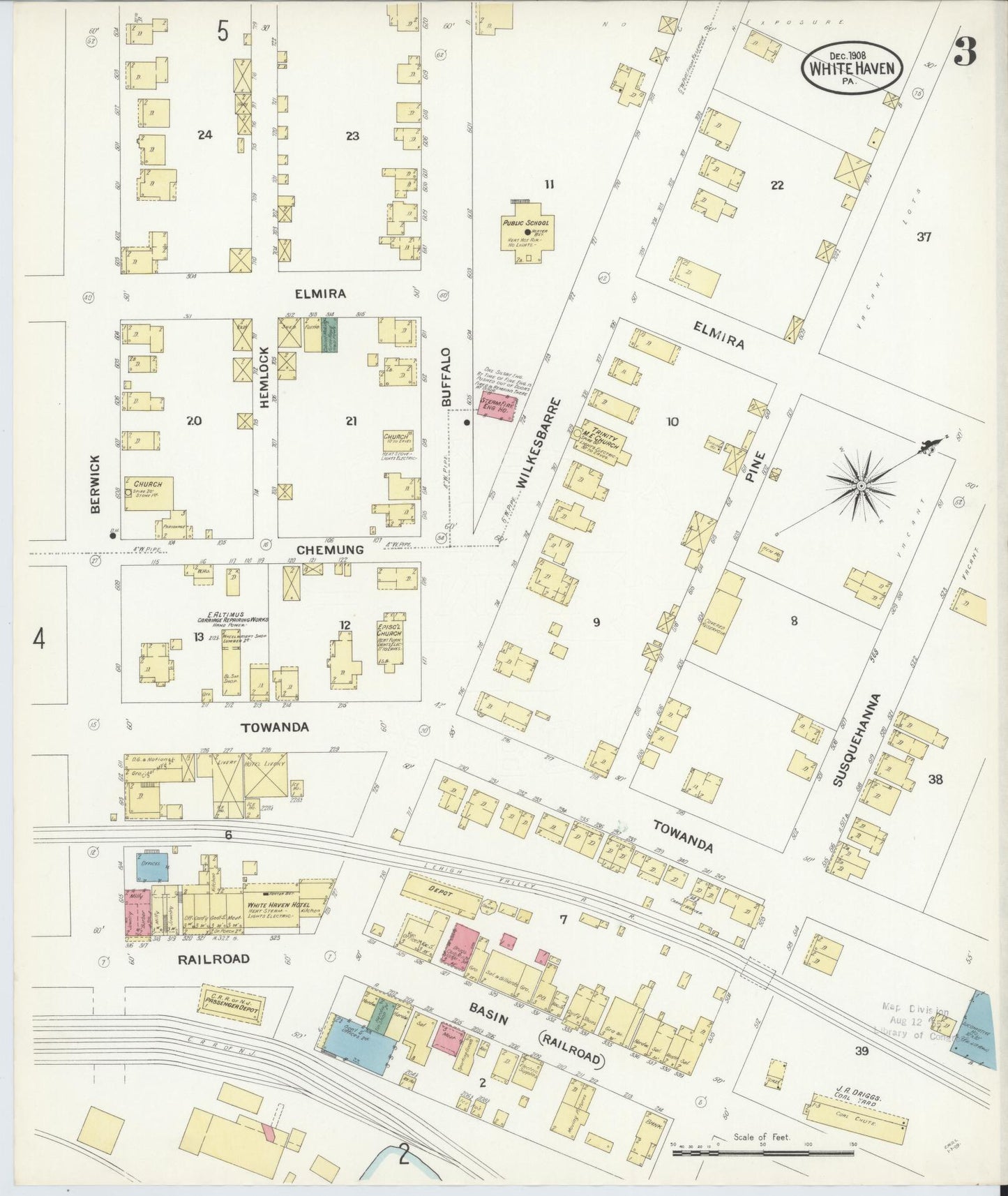 Sanborn Fire Insurance Map from White Haven, Luzerne County, Pennsylvania (1908), Sheet #0003 - Complete Map Set gallery image, historic Sanborn map, vintage wall art, Pennsylvania Pennsylvania