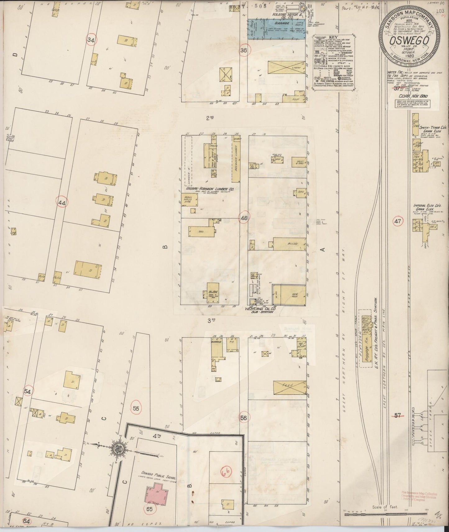 Sanborn Fire Insurance Map from Oswego, Valley County, Montana (1930), Sheet #0001 - Historic Sanborn Fire Insurance Map Print, vintage old map wall art, antique decor, genealogy gift, Montana Montana map