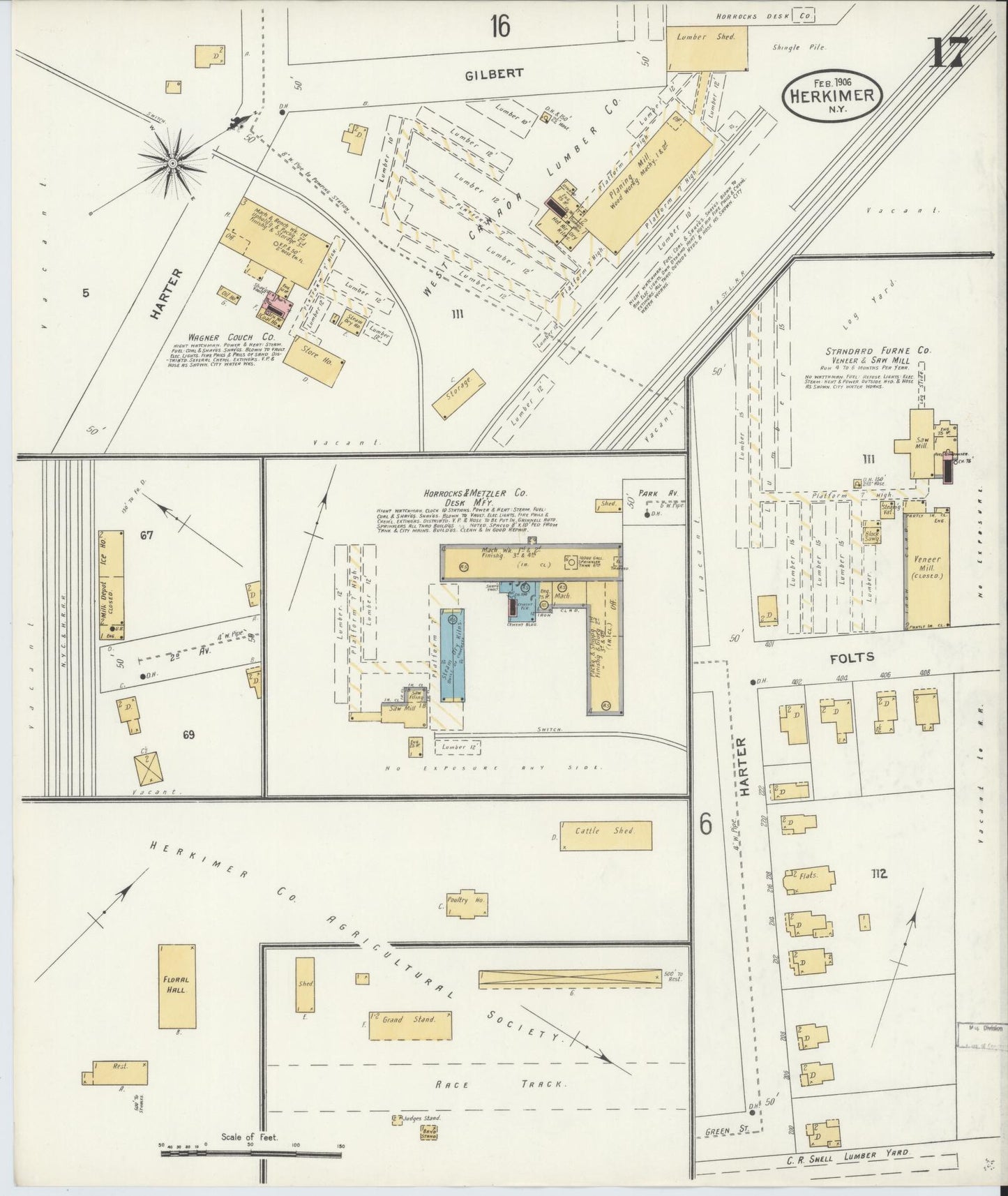 Sanborn Fire Insurance Map from Herkimer, Herkimer County, New York (1906), Sheet #0017 - Complete Map Set gallery image, historic Sanborn map, vintage wall art, New York New York