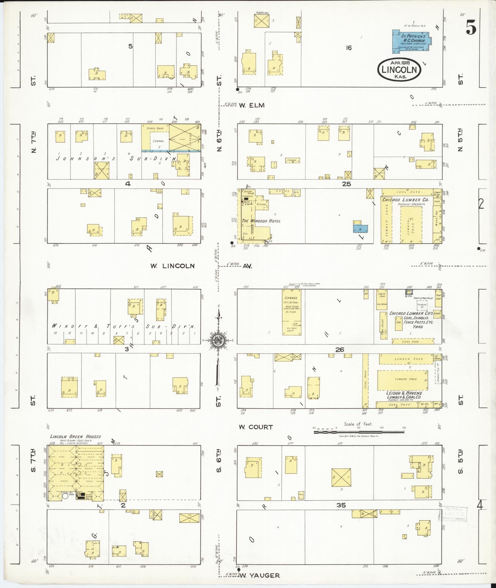 Sanborn Fire Insurance Map from Lincoln, Lincoln County, Kansas (1918), Sheet #0005 - Historic Sanborn Fire Insurance Map Print, vintage old map wall art, antique decor, genealogy gift, Kansas Kansas map