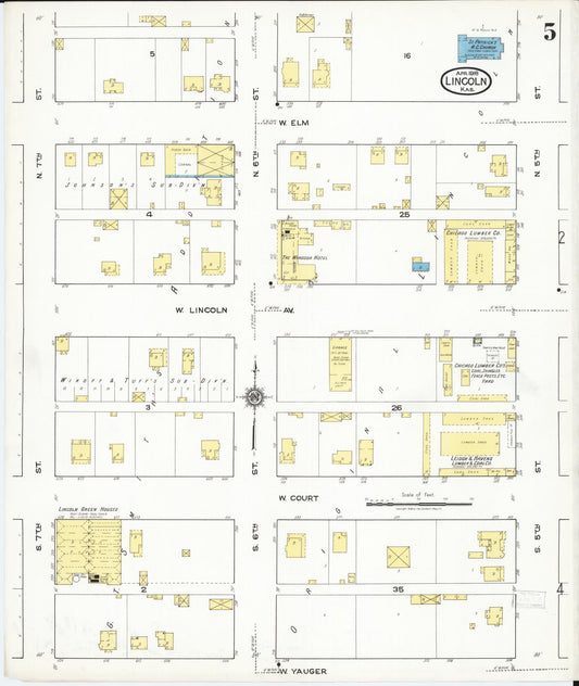 Sanborn Fire Insurance Map from Lincoln, Lincoln County, Kansas (1918), Sheet #0005 - Historic Sanborn Fire Insurance Map Print, vintage old map wall art, antique decor, genealogy gift, Kansas Kansas map