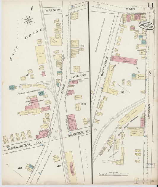 Sanborn Fire Insurance Map from Orange, Essex County, New Jersey (1885), Sheet #0011 - Historic Sanborn Fire Insurance Map Print, vintage old map wall art, antique decor, genealogy gift, New Jersey New Jersey map