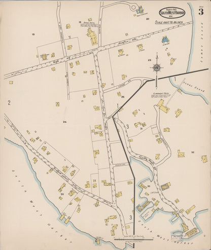 Sanborn Fire Insurance Map from Southwest Harbor, Hancock County, Maine (1921), Sheet #0003 - Complete Map Set gallery image, historic Sanborn map, vintage wall art, Maine Maine