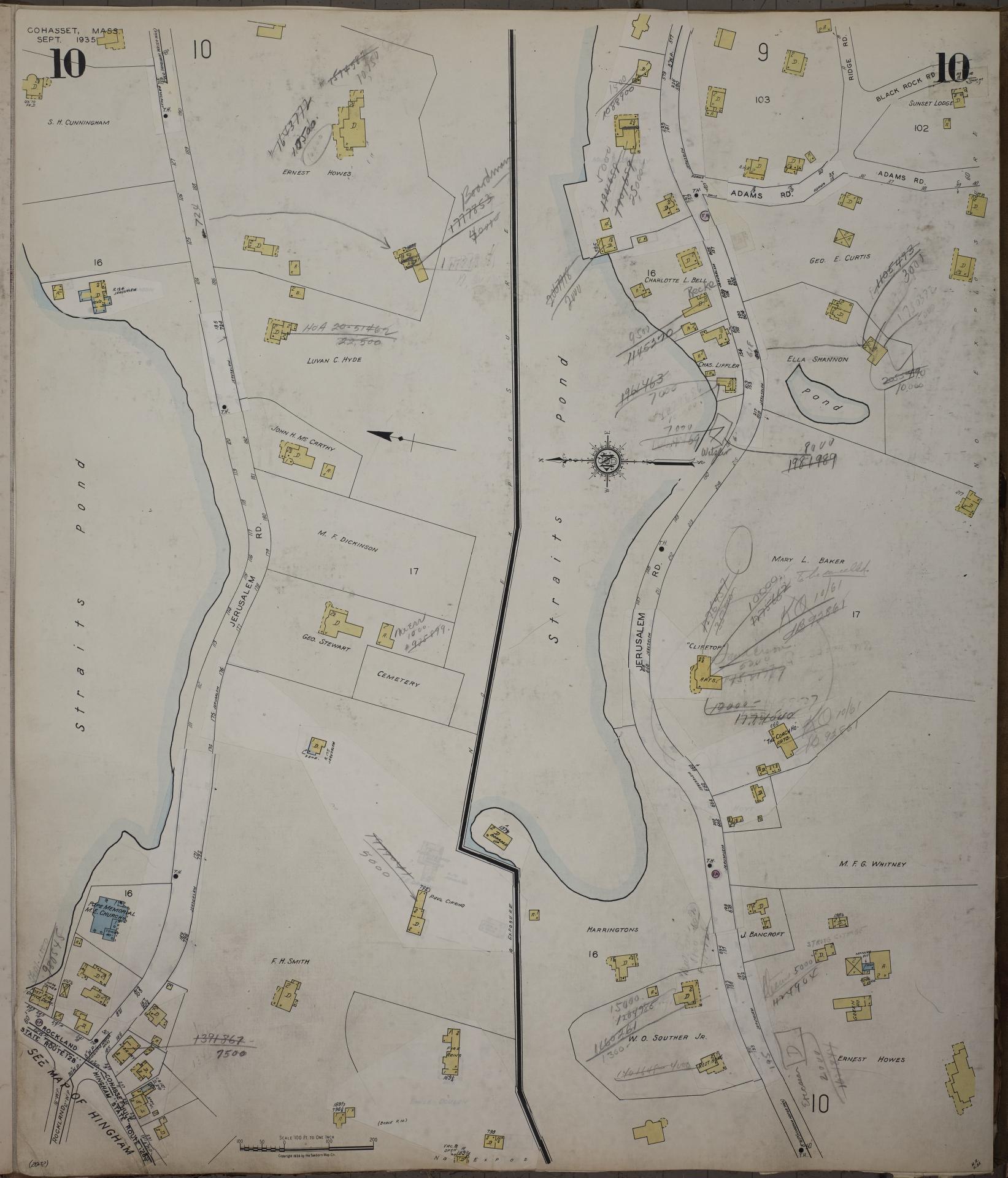 Sanborn Fire Insurance Map from Cohasset, Norfolk County, Massachusetts (1952), Sheet #0010 - Complete Map Set gallery image, historic Sanborn map, vintage wall art, Massachusetts Massachusetts