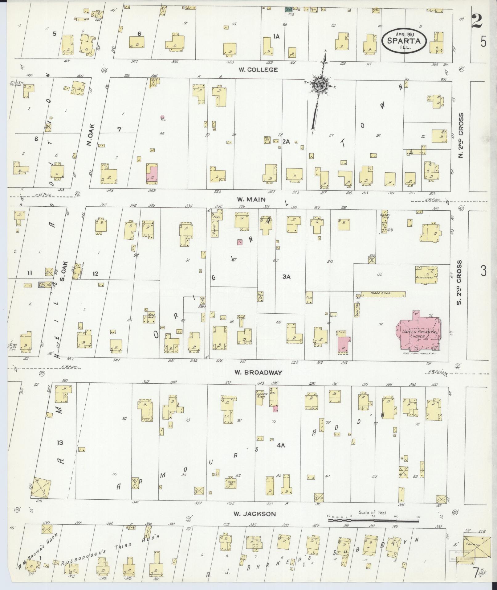 Sanborn Fire Insurance Map from Sparta, Randolph County, Illinois (1910), Sheet #0002 - Complete Map Set gallery image, historic Sanborn map, vintage wall art, Illinois Illinois