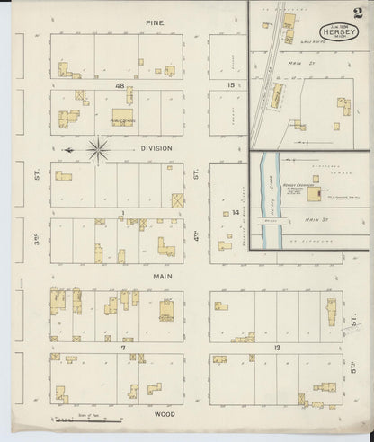 Sanborn Fire Insurance Map from Hersey, Osceola County, Michigan (1894), Sheet #0002 - Complete Map Set gallery image, historic Sanborn map, vintage wall art, Michigan Michigan