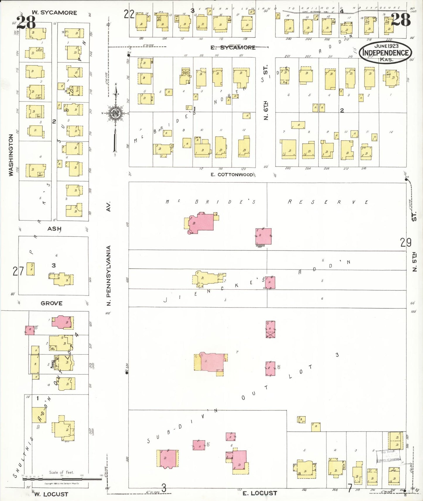 Sanborn Fire Insurance Map from Independence, Montgomery County, Kansas (1923), Sheet #0029 - Complete Map Set gallery image, historic Sanborn map, vintage wall art, Kansas Kansas