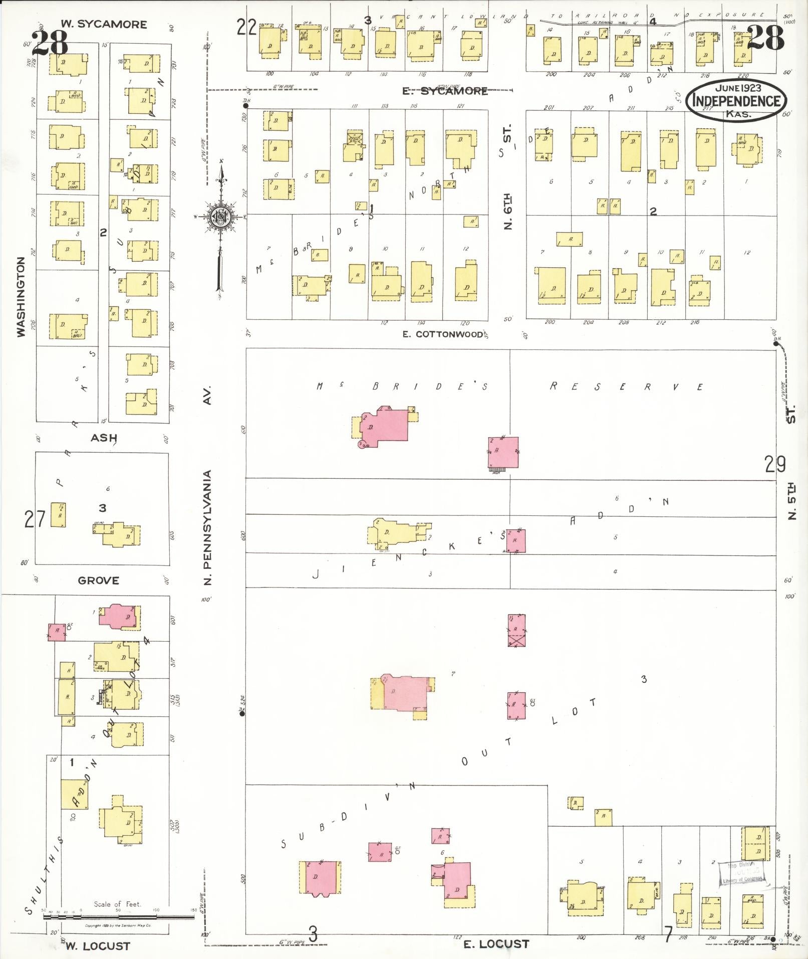 Sanborn Fire Insurance Map from Independence, Montgomery County, Kansas (1923), Sheet #0029 - Complete Map Set gallery image, historic Sanborn map, vintage wall art, Kansas Kansas