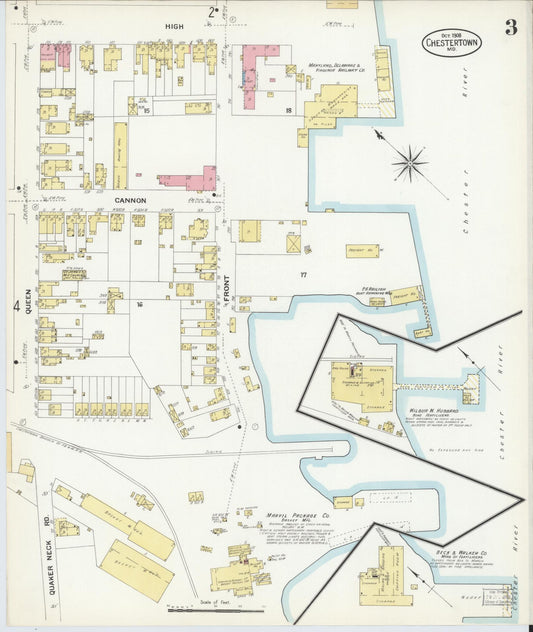 Kent, Maryland - 1908 - Sanborn Fire Insurance Map, Sheet #0003 - Historic Sanborn Fire Insurance Map Print, Kent Maryland 1908 0003 vintage old map wall art