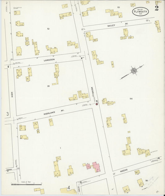 Sanborn Fire Insurance Map from Plymouth, Grafton County, New Hampshire (1911), Sheet #0002 - Historic Sanborn Fire Insurance Map Print, vintage old map wall art, antique decor, genealogy gift, New Hampshire New Hampshire map