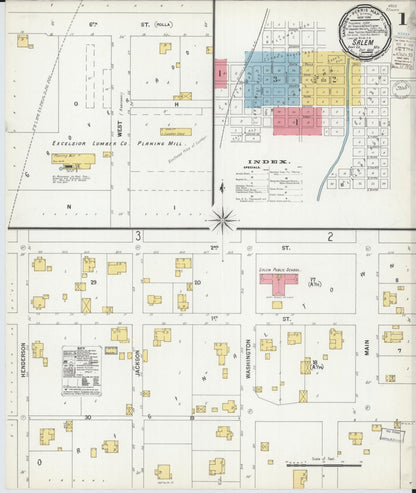 Sanborn Fire Insurance Map from Salem, Dent County, Missouri (1900), Sheet #0001 - Historic Sanborn Fire Insurance Map Print, vintage old map wall art, antique decor, genealogy gift, Missouri Missouri map