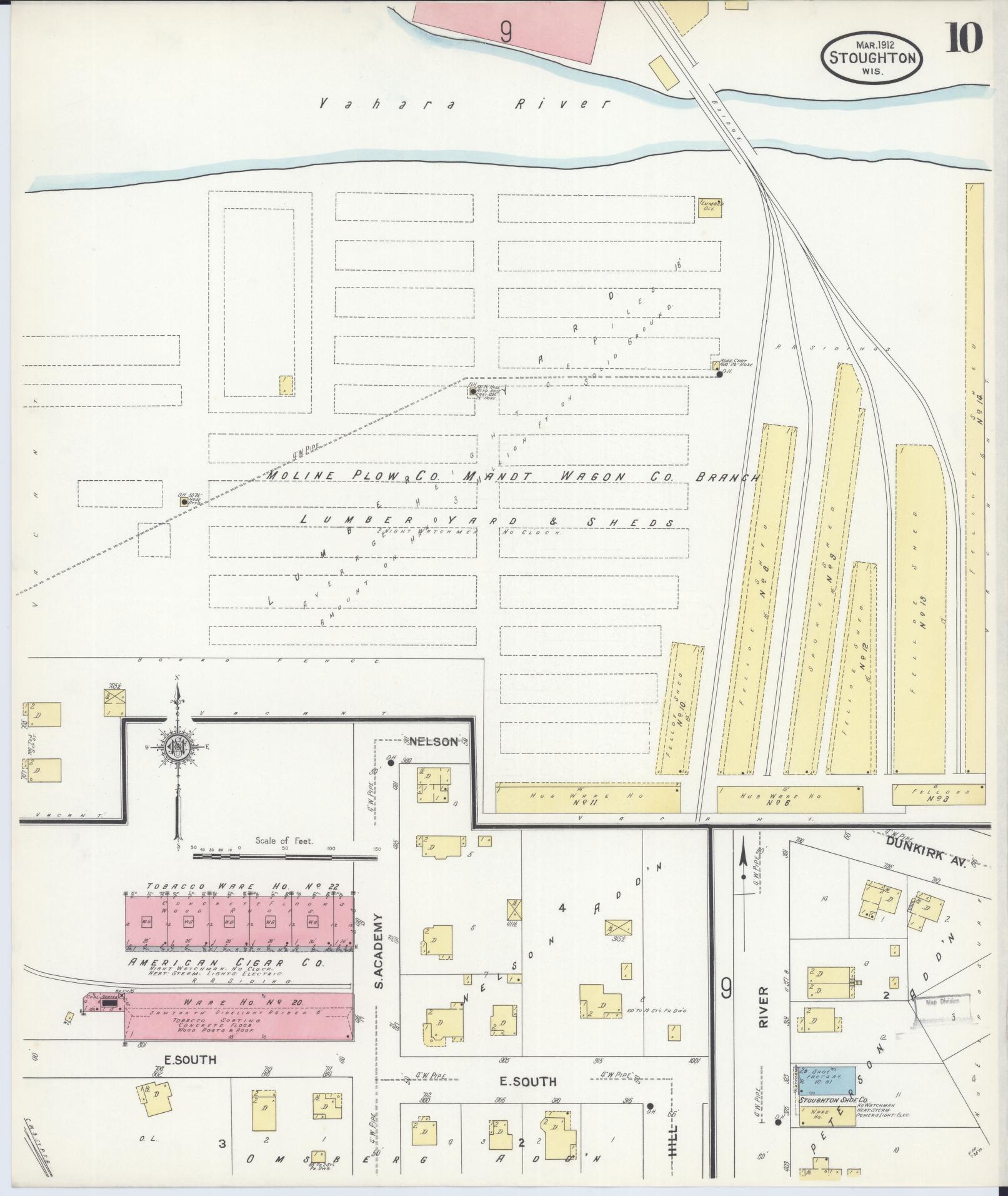 Sanborn Fire Insurance Map from Stoughton, Dane County, Wisconsin (1912), Sheet #0010 - Complete Map Set gallery image, historic Sanborn map, vintage wall art, Wisconsin Wisconsin