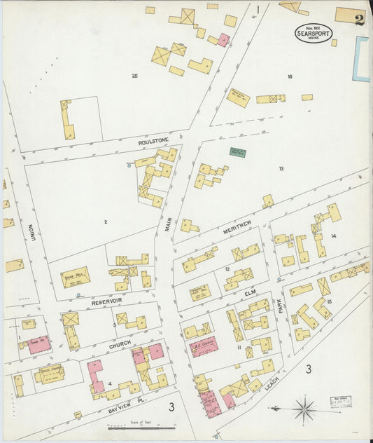 Sanborn Fire Insurance Map from Searsport, Waldo County, Maine (1901), Sheet #0002 - Historic Sanborn Fire Insurance Map Print, vintage old map wall art, antique decor, genealogy gift, Maine Maine map