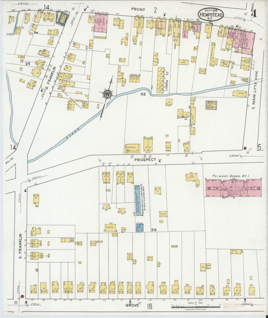 Sanborn Fire Insurance Map from Hempstead, Nassau County, New York (1919), Sheet #0004 - Historic Sanborn Fire Insurance Map Print, vintage old map wall art, antique decor, genealogy gift, New York New York map