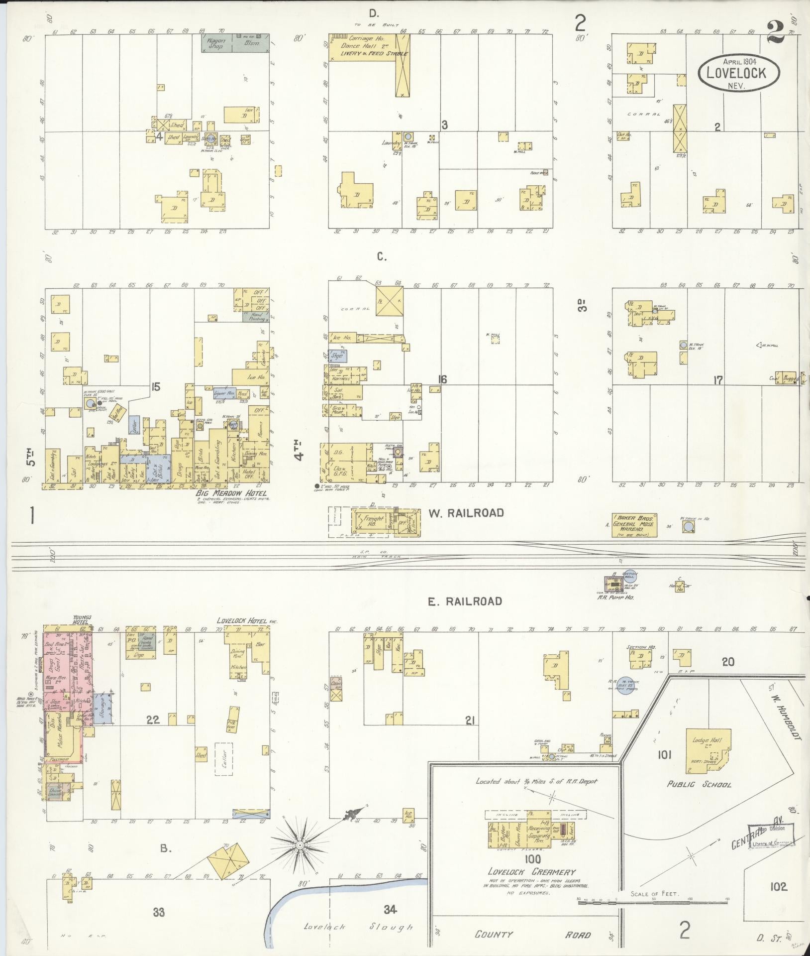 Sanborn Fire Insurance Map from Lovelock, Pershing County, Nevada (1904), Sheet #0002 - Complete Map Set gallery image, historic Sanborn map, vintage wall art, Nevada Nevada