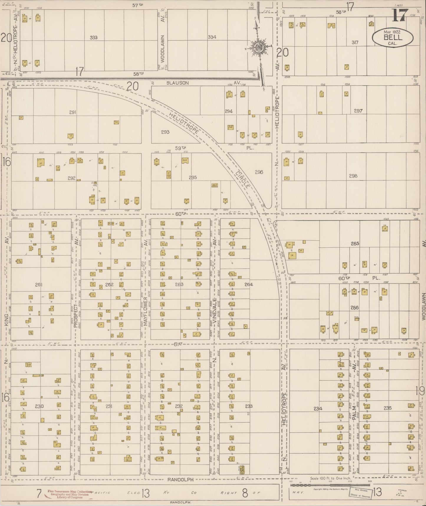 Sanborn Fire Insurance Map from Bell, Los Angeles County, California (1922), Sheet #0017 - Historic Sanborn Fire Insurance Map Print, vintage old map wall art, antique decor, genealogy gift, California California map