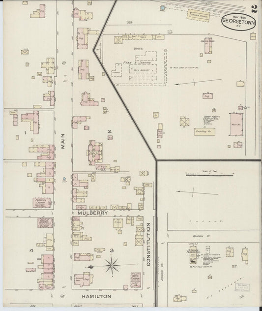 Sanborn Fire Insurance Map from Georgetown, Scott County, Kentucky (1886), Sheet #0002 - Historic Sanborn Fire Insurance Map Print, vintage old map wall art, antique decor, genealogy gift, Kentucky Kentucky map