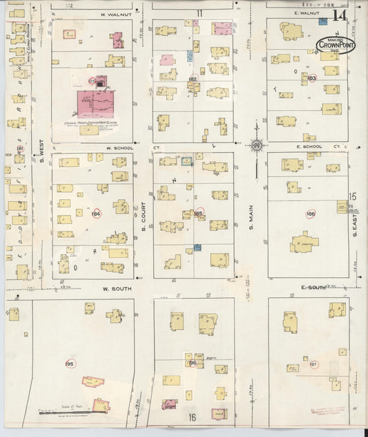 Sanborn Fire Insurance Map from Crown Point, Lake County, Indiana (1948), Sheet #0014 - Historic Sanborn Fire Insurance Map Print, vintage old map wall art, antique decor, genealogy gift, Indiana Indiana map