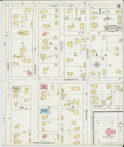 Sanborn Fire Insurance Map from Carthage, Jasper County, Missouri (1893), Sheet #0009 - Complete Map Set gallery image, historic Sanborn map, vintage wall art, Missouri Missouri