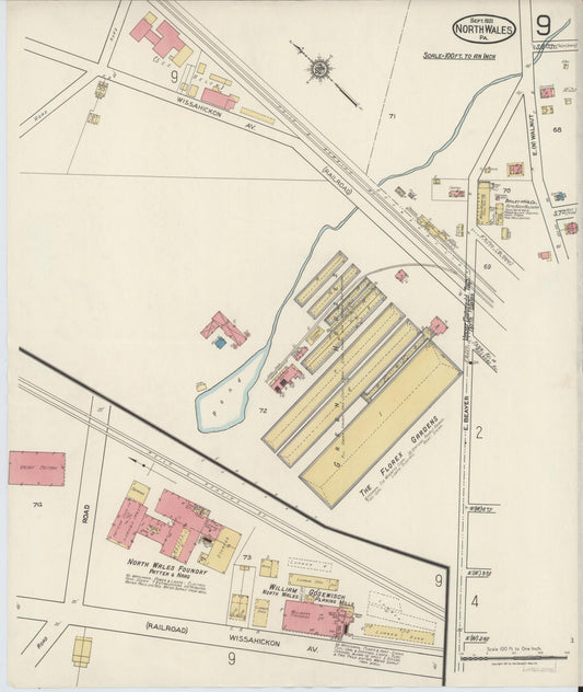 Sanborn Fire Insurance Map from North Wales, Montgomery County, Pennsylvania (1921), Sheet #0009 - Historic Sanborn Fire Insurance Map Print, vintage old map wall art, antique decor, genealogy gift, Pennsylvania Pennsylvania map