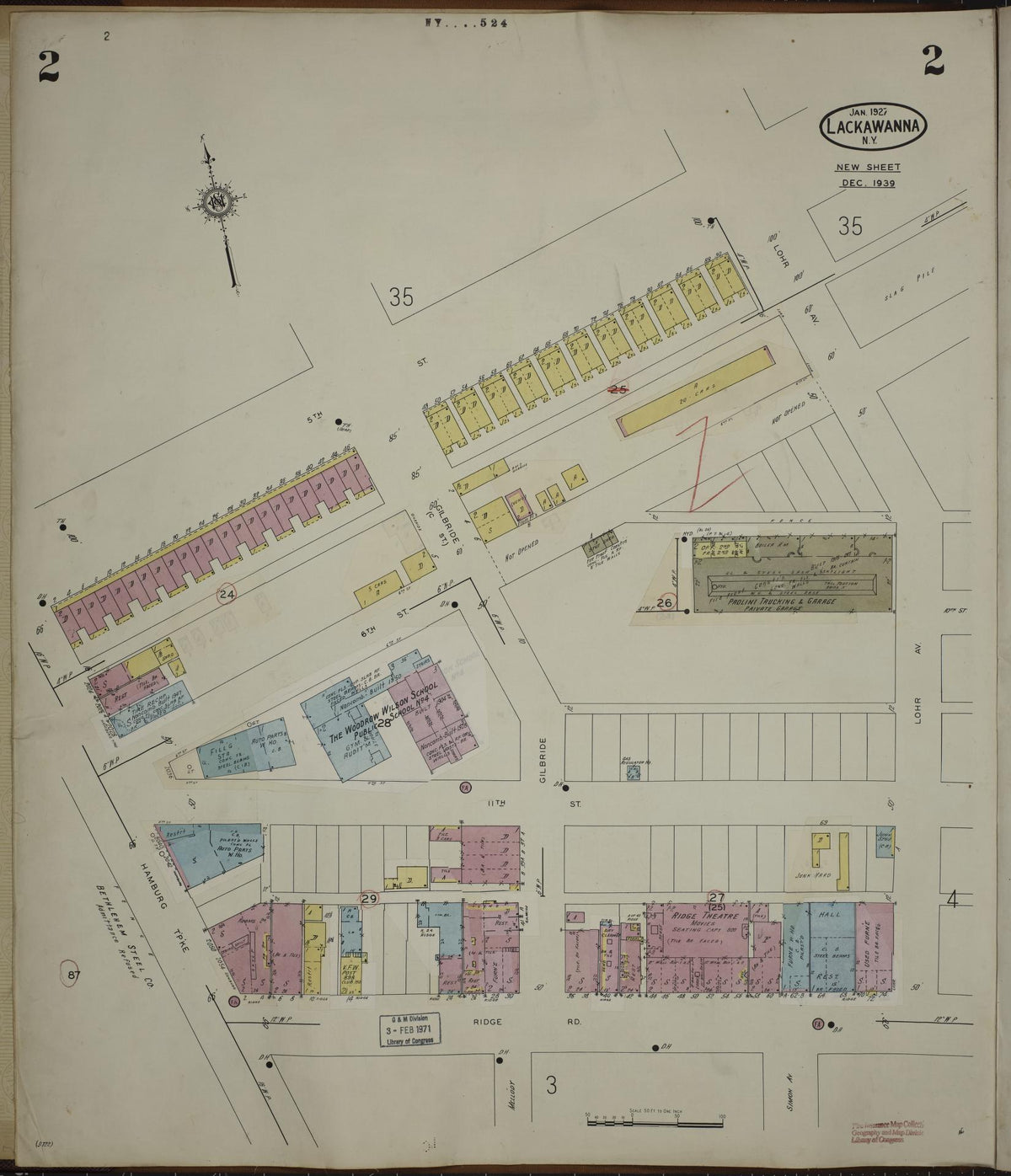 Sanborn Fire Insurance Map from Lackawanna, Erie County, New York (1950), Sheet #0002 - Historic Sanborn Fire Insurance Map Print, vintage old map wall art, antique decor, genealogy gift, New York New York map