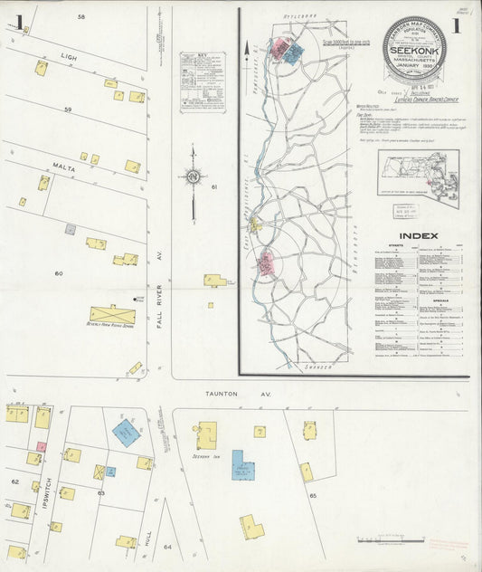 Sanborn Fire Insurance Map from Seekonk, Bristol County, Massachusetts. (1930) – Historic Sanborn Fire Insurance Map Print