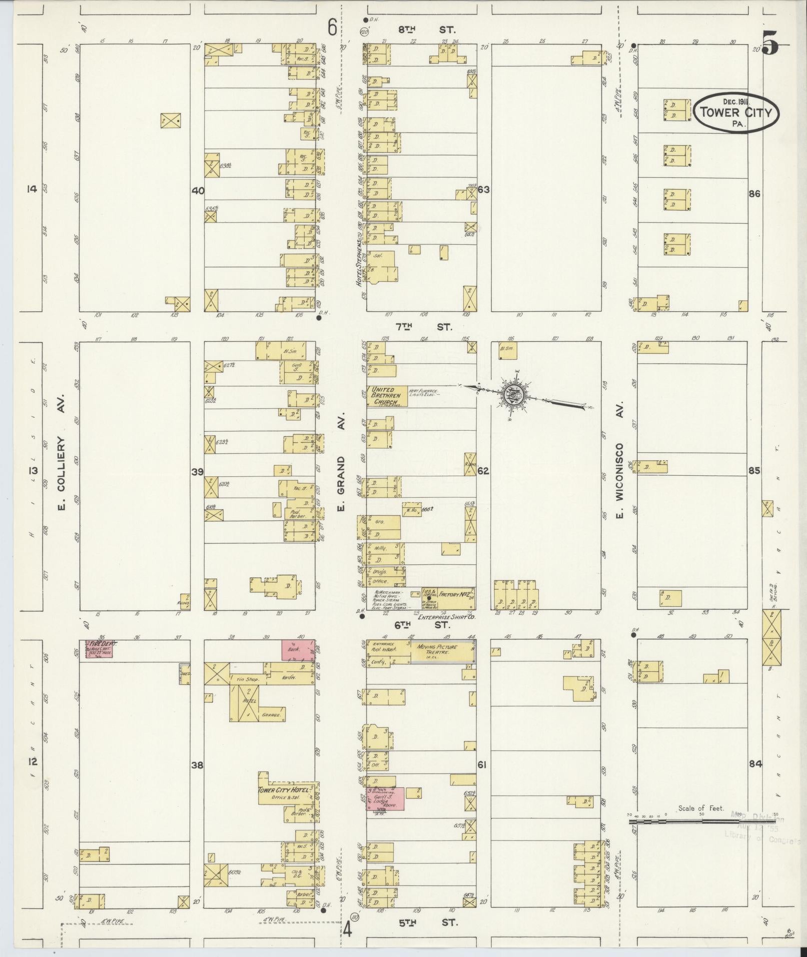 Sanborn Fire Insurance Map from Tower City, Schuylkill County, Pennsylvania (1911), Sheet #0005 - Complete Map Set gallery image, historic Sanborn map, vintage wall art, Pennsylvania Pennsylvania