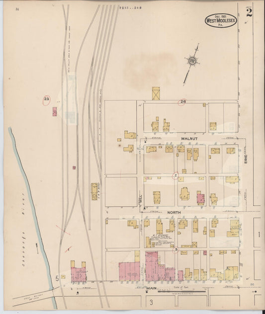 Sanborn Fire Insurance Map from West Middlesex, Mercer County, Pennsylvania (1937), Sheet #0002 - Historic Sanborn Fire Insurance Map Print, vintage old map wall art, antique decor, genealogy gift, Pennsylvania Pennsylvania map