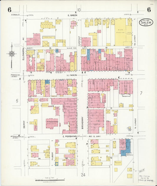 Sanborn Fire Insurance Map from Salem, Columbiana County, Ohio (1926), Sheet #0006 - Historic Sanborn Fire Insurance Map Print, vintage old map wall art, antique decor, genealogy gift, Ohio Ohio map