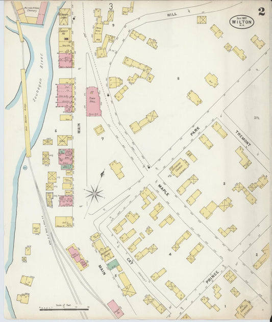 Sanborn Fire Insurance Map from Wilton, Hillsborough County, New Hampshire (1897), Sheet #0002 - Historic Sanborn Fire Insurance Map Print, vintage old map wall art, antique decor, genealogy gift, New Hampshire New Hampshire map