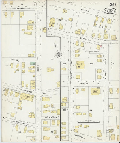Sanborn Fire Insurance Map from Revere, Suffolk County, Massachusetts (1896), Sheet #0020 - Complete Map Set gallery image, historic Sanborn map, vintage wall art, Massachusetts Massachusetts