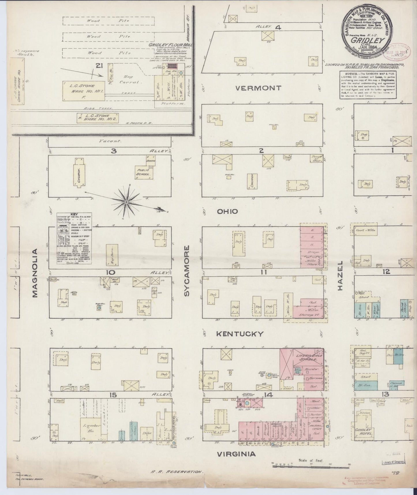 Sanborn Fire Insurance Map from Gridley, Butte County, California (1884), Sheet #0001 - Historic Sanborn Fire Insurance Map Print, vintage old map wall art, antique decor, genealogy gift, California California map