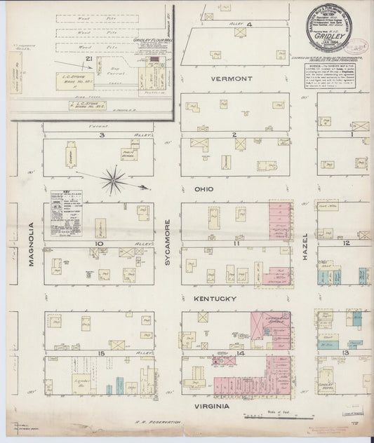 Sanborn Fire Insurance Map from Gridley, Butte County, California (1884), Sheet #0001 - Historic Sanborn Fire Insurance Map Print, vintage old map wall art, antique decor, genealogy gift, California California map